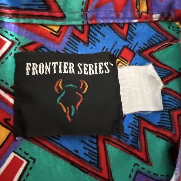 Vintage Frontier Series Button Down Shirt Women Medium Western Graphic Casual - Picture 5 of 13